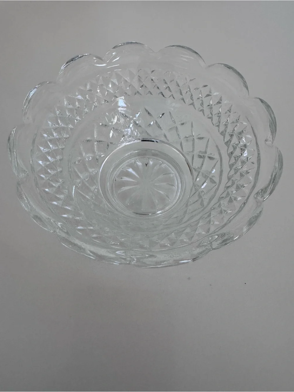 Vintage Cut Crystal Scalloped Bowl Candy Dish Cottagecore Grandmillennial Decor